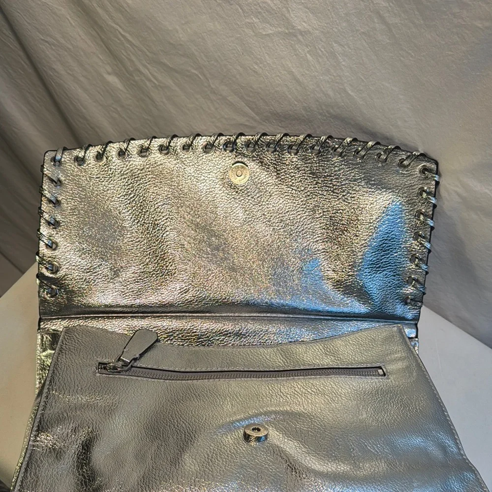 New Guess Metallic Silver Shoulder Bag